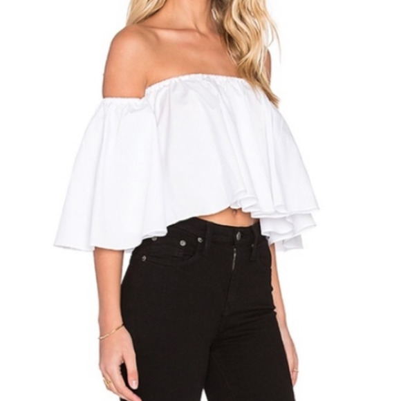 N Nicholas Off Shoulder Ruffle Top in White - Picture 1 of 15